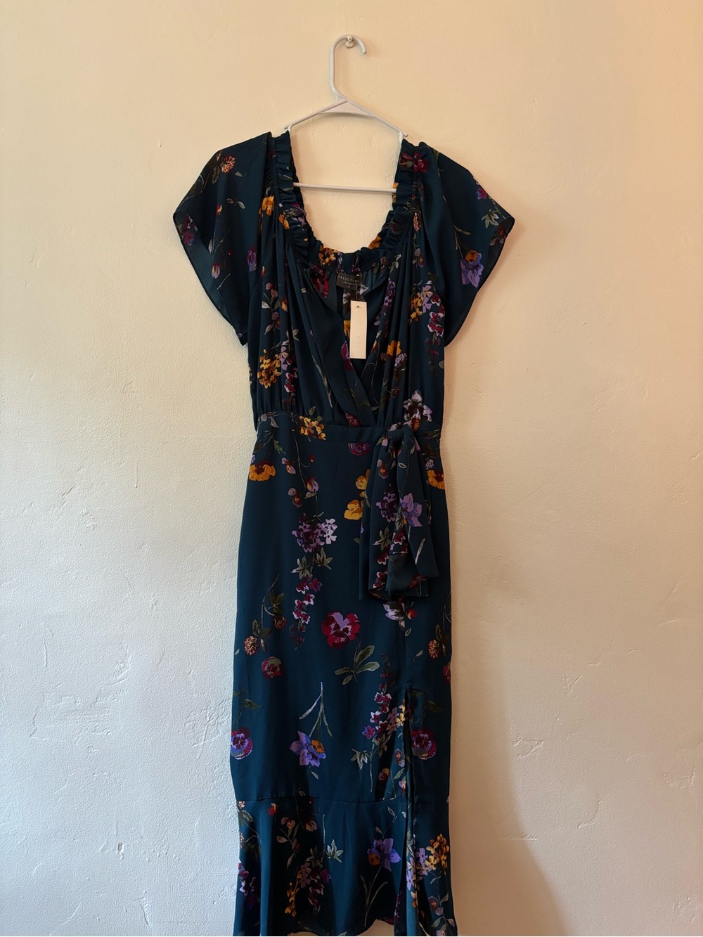 NWT Baltic Born Teal Floral Wrap Midi Dress